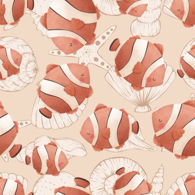 Sevimli ve eğlenceli okyanus hayatı kusursuz desen