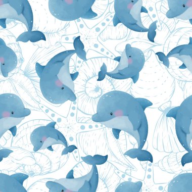 Sevimli ve eğlenceli okyanus hayatı kusursuz desen