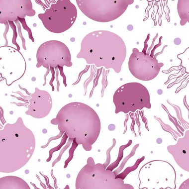 Sevimli ve eğlenceli okyanus hayatı kusursuz desen