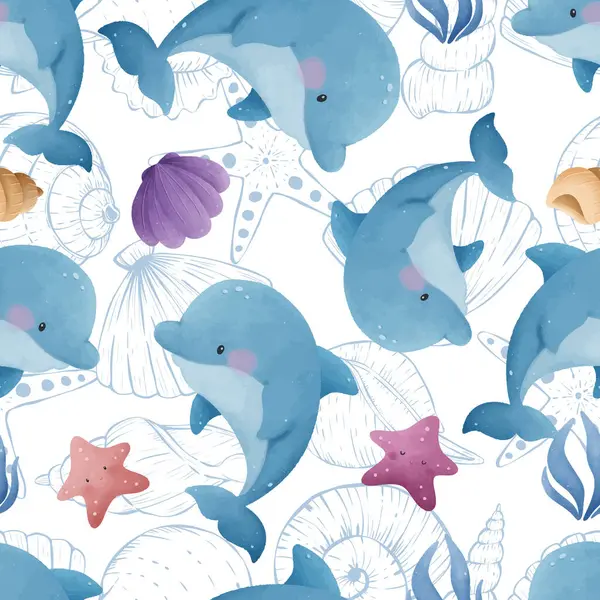 Sevimli ve eğlenceli okyanus hayatı kusursuz desen