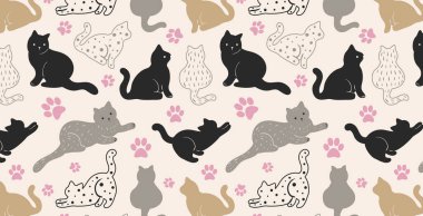 Şirin kedi temalı duvar kağıdı, desen, kumaş