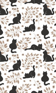 Şirin kedi temalı duvar kağıdı, desen, kumaş