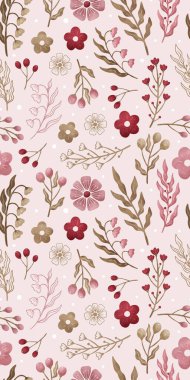 Kumaş, Duvar Kağıdı ve Daha fazlası için Güzel ve Güzel Bahar Çiçekleri Deseni