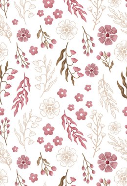 Kumaş, Duvar Kağıdı ve Daha fazlası için Güzel ve Güzel Bahar Çiçekleri Deseni