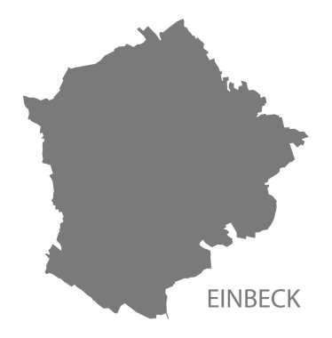 Einbeck şehir haritası ile ilçelerin gri çizim silueti şekli