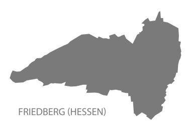 Friedberg (Hessen) ilçenin gri çizim silueti şekilli şehir haritası