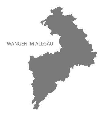 Wangen im Allgaeu German city map grey illustration silhouette shape clipart