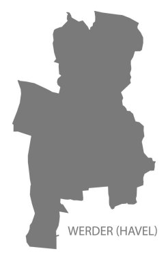Werder (Havel) Alman şehir haritası gri çizim silueti şekli