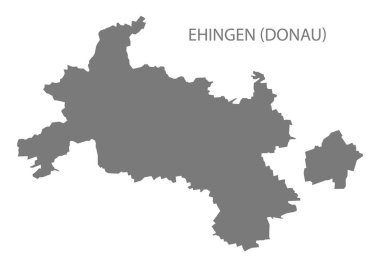 Ehingen (Donau) Alman şehir haritası gri çizim silueti şekli