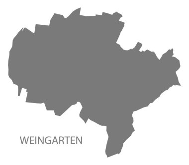 Weingarten Alman şehir haritası gri illüstrasyon silüeti