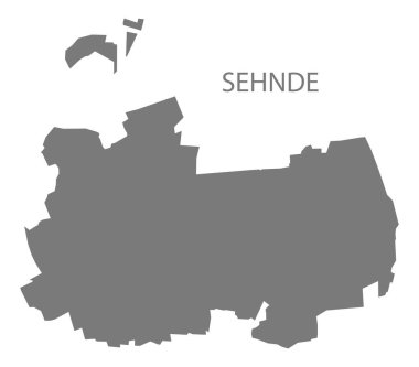 Sehnde Alman şehir haritası gri çizim silueti şekli
