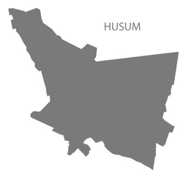 Husum German city map grey illustration silhouette shape clipart