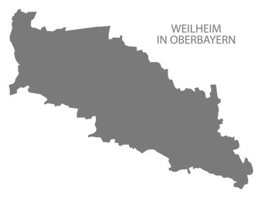 Weilheim in Oberbayern German city map grey illüstrasyon silueti