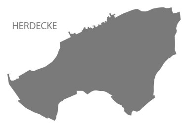 Herdecke Alman şehir haritası gri çizim silueti şekli