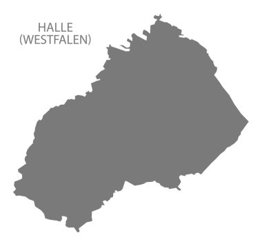 Halle Westfalen Alman şehir haritası gri çizim silüeti şekli