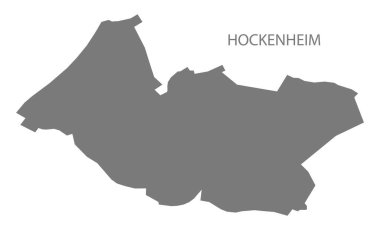 Hockenheim Alman şehir haritası gri illüstrasyon silüeti şekli