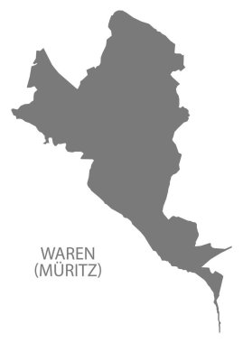 Waren Mueritz Alman şehir haritası gri çizim silüeti şekli