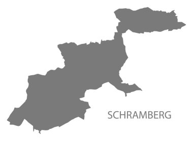 Schramberg Alman şehir haritası gri illüstrasyon silüeti
