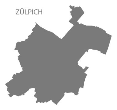 Zuelpich Alman şehir haritası gri illüstrasyon silüeti