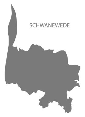 Schwanewede Alman şehir haritası gri illüstrasyon silüeti