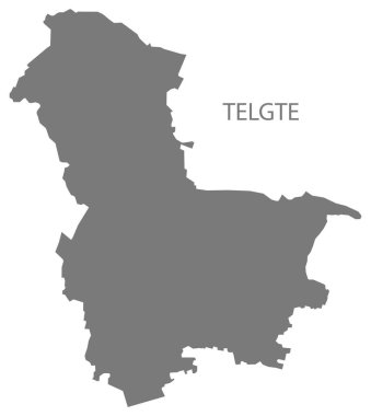 Telgte Alman şehir haritası gri çizim silueti şekli