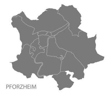 Modern Şehir Haritası - Almanya 'nın gri bölgeleriyle Pforzheim şehri