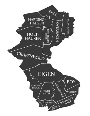 Bottrop Şehir Haritası Almanya DE siyah illüstrasyon etiketli