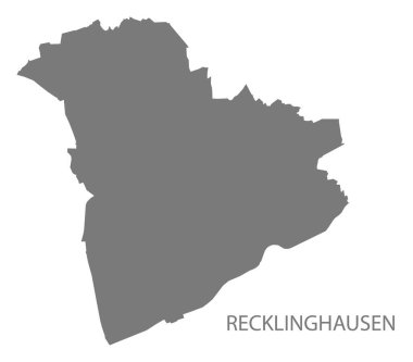 Recklinghausen şehir haritası gri illüstrasyon silüeti şekli