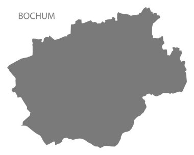 Bochum city harita gri illüstrasyon siluet şekli