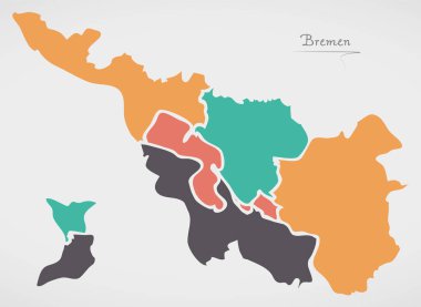 Harita-Bremen ilçeler ve modern yuvarlak şekiller