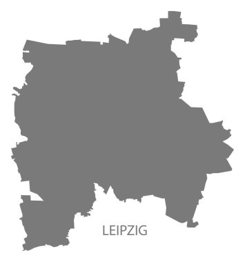 Leipzig city harita gri illüstrasyon siluet şekli
