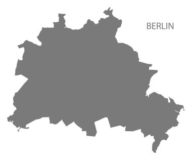 Berlin şehir harita gri illüstrasyon siluet şekli