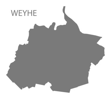 Gri çizim silueti olan Weyhe şehir haritası