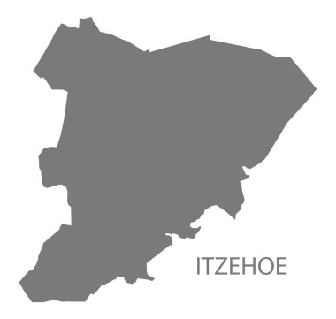Itzehoe şehir haritası, ilçelerin gri çizim silueti şeklinde.