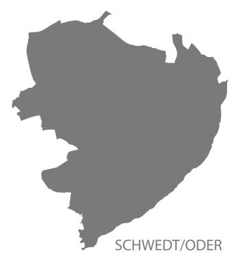 Schwedt / Oder şehir haritası ile ilçeler gri çizim silueti şekli