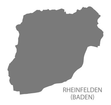Gri illüstrasyon silueti ile Rheinfelden (Baden) şehir haritası