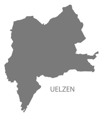 Gri çizim silueti olan Uelzen şehir haritası
