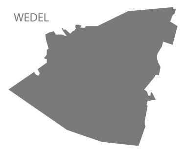Gri çizim silueti olan Wedel şehir haritası