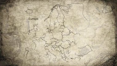 Avrupa haritası bir kartografi arkaplan kağıdına çizilmiş