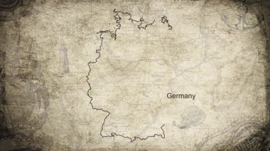 Almanya haritası bir kartografi arkaplan kağıdına çizilmiş