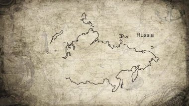 Rusya haritası bir kartografi arkaplan kağıdına çizilmiş