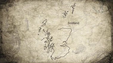 İskoçya haritası bir kartografi arkaplan kağıdına çizilmiş