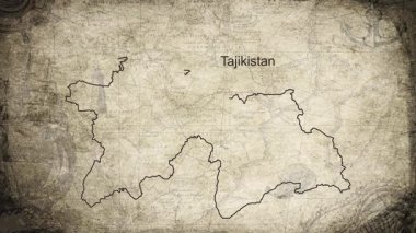 Tacikistan haritası bir kartografi arkaplan sayfası üzerine çizilmiş