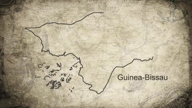 Gine-Bissau haritası kağıdın arka plan haritası üzerine çizilmiş