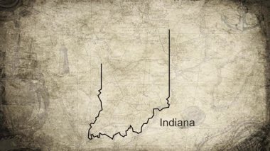 Indiana haritası bir kartografi arkaplan kağıdına çizilmiş