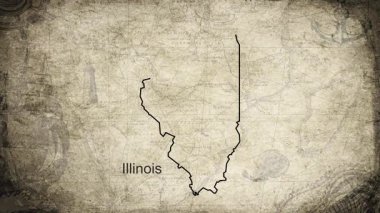 Illinois haritası bir kartografi arkaplan sayfası üzerine çizilmiş