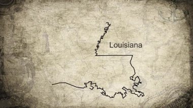 Louisiana haritası bir kartografi arkaplan kağıdına çizilmiş