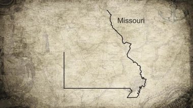 Missouri haritası bir kartografi arkaplan kağıdına çizilmiş