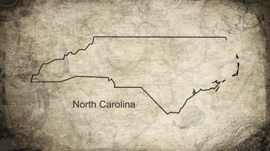 Kuzey Carolina haritası bir kartografi arkaplan kağıdı üzerine çizilmiş