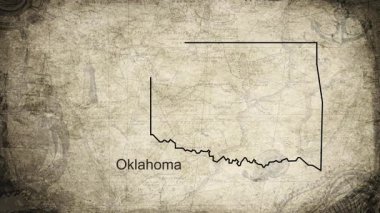 Oklahoma haritası bir kartografi arkaplan kağıdına çizilmiş